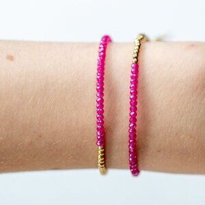 Ruby Beaded Bracelet Waterproof Gold Fun Color Pop Bracelet Stacking Bracelet